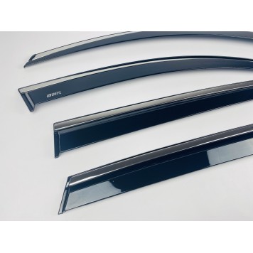 Дефлекторы окон Skoda Karoq 2017+ с нерж. хром полоской-3